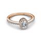 3 - Verna Desire 1.18 ctw IGI Certified Lab Grown Diamond Oval Cut (7x5 mm) & Natural Diamond Round (1.40 mm) Halo Engagement Ring 