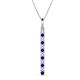 1 - Stephanie 0.31 ctw (1.80 mm) Round Natural Diamond and Blue Sapphire Vertical Pendant Necklace 