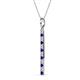 2 - Stephanie 0.31 ctw (1.80 mm) Round Natural Diamond and Blue Sapphire Vertical Pendant Necklace 