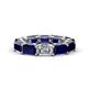 1 - Beverly 7.60 ctw (6x4 mm) Emerald Cut Lab Grown Diamond and Blue Sapphire Eternity Band 