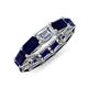 4 - Beverly 7.60 ctw (6x4 mm) Emerald Cut Lab Grown Diamond and Blue Sapphire Eternity Band 
