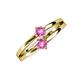 3 - Ria 0.53 ctw (4.00 mm) Round Pink Sapphire Split Shank 2 Stone Engagement Ring 