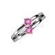 3 - Ria 0.53 ctw (4.00 mm) Round Pink Sapphire Split Shank 2 Stone Engagement Ring 