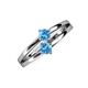 3 - Ria 0.44 ctw (4.00 mm) Round Blue Topaz Split Shank 2 Stone Engagement Ring 