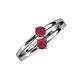 3 - Ria 0.53 ctw (4.00 mm) Round Ruby Split Shank 2 Stone Engagement Ring 