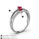 4 - Ria 0.53 ctw (4.00 mm) Round Ruby Split Shank 2 Stone Engagement Ring 