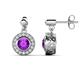 1 - Gila 1.56 ctw (5.50 mm) Round Amethyst and Natural Diamond Halo Drop and Dangle Earrings 