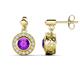 1 - Gila 1.56 ctw (5.50 mm) Round Amethyst and Natural Diamond Halo Drop and Dangle Earrings 