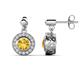 1 - Gila 1.56 ctw (5.50 mm) Round Citrine and Natural Diamond Halo Drop and Dangle Earrings 
