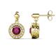 1 - Gila 1.69 ctw (5.50 mm) Round Rhodolite Garnet and Natural Diamond Halo Drop and Dangle Earrings 