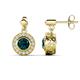 1 - Gila 1.62 ctw (5.50 mm) Round London Blue Topaz and Natural Diamond Halo Drop and Dangle Earrings 