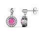 1 - Gila 1.64 ctw (5.50 mm) Round Lab Created Pink Sapphire and Natural Diamond Halo Drop and Dangle Earrings 