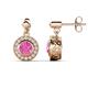 1 - Gila 1.64 ctw (5.50 mm) Round Lab Created Pink Sapphire and Natural Diamond Halo Drop and Dangle Earrings 