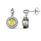 1 - Gila 1.64 ctw (5.50 mm) Round Lab Created Yellow Sapphire and Natural Diamond Halo Drop and Dangle Earrings 