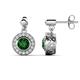 1 - Gila 1.48 ctw (5.50 mm) Round Lab Created Emerald and Natural Diamond Halo Drop and Dangle Earrings 