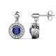 1 - Gila 1.56 ctw (5.50 mm) Round Iolite and Natural Diamond Halo Drop and Dangle Earrings 
