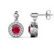 1 - Gila 1.64 ctw (5.50 mm) Round Lab Created Ruby and Natural Diamond Halo Drop and Dangle Earrings 