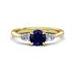 1 - Zelia 1.55 ctw (6.00 mm) Round Blue Sapphire and Pear Shape Natural Diamond Three Stone Engagement Ring 