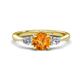 1 - Zelia 1.27 ctw (6.50 mm) Round Citrine and Pear Shape Natural Diamond Three Stone Engagement Ring 