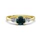 1 - Zelia 1.35 ctw (6.50 mm) Round London Blue Topaz and Pear Shape Natural Diamond Three Stone Engagement Ring 