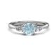 1 - Zelia 1.27 ctw (6.50 mm) Round Aquamarine and Pear Shape Natural Diamond Three Stone Engagement Ring 