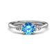 1 - Zelia 1.35 ctw (6.50 mm) Round Blue Topaz and Pear Shape Natural Diamond Three Stone Engagement Ring 