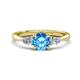 1 - Zelia 1.35 ctw (6.50 mm) Round Blue Topaz and Pear Shape Natural Diamond Three Stone Engagement Ring 