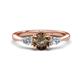 1 - Zelia 1.40 ctw (6.50 mm) Round Smoky Quartz and Pear Shape Natural Diamond Three Stone Engagement Ring 