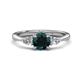 1 - Zelia 1.35 ctw (6.50 mm) Round London Blue Topaz and Pear Shape Natural Diamond Three Stone Engagement Ring 