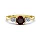 1 - Zelia 1.45 ctw (6.50 mm) Round Red Garnet and Pear Shape Natural Diamond Three Stone Engagement Ring 