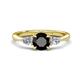 1 - Zelia 1.40 ctw (6.00 mm) Round Black Diamond and Pear Shape Natural Diamond Three Stone Engagement Ring 
