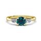 1 - Zelia 1.20 ctw (6.00 mm) Round Blue Diamond and Pear Shape Natural Diamond Three Stone Engagement Ring 