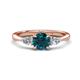 1 - Zelia 1.20 ctw (6.00 mm) Round Blue Diamond and Pear Shape Natural Diamond Three Stone Engagement Ring 