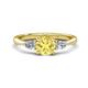 1 - Zelia 1.35 ctw (6.00 mm) Round Yellow Sapphire and Pear Shape Natural Diamond Three Stone Engagement Ring 