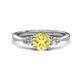 1 - Zelia 1.35 ctw (6.00 mm) Round Yellow Sapphire and Pear Shape Natural Diamond Three Stone Engagement Ring 
