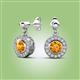 2 - Gila 1.56 ctw (5.50 mm) Round Citrine and Natural Diamond Halo Drop and Dangle Earrings 