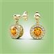 2 - Gila 1.56 ctw (5.50 mm) Round Citrine and Natural Diamond Halo Drop and Dangle Earrings 