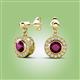 2 - Gila 1.69 ctw (5.50 mm) Round Rhodolite Garnet and Natural Diamond Halo Drop and Dangle Earrings 
