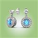 2 - Gila 1.58 ctw (5.50 mm) Round Blue Topaz and Natural Diamond Halo Drop and Dangle Earrings 