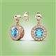 2 - Gila 1.58 ctw (5.50 mm) Round Blue Topaz and Natural Diamond Halo Drop and Dangle Earrings 