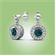 2 - Gila 1.62 ctw (5.50 mm) Round London Blue Topaz and Natural Diamond Halo Drop and Dangle Earrings 