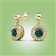 2 - Gila 1.62 ctw (5.50 mm) Round London Blue Topaz and Natural Diamond Halo Drop and Dangle Earrings 