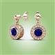 2 - Gila 1.66 ctw (5.50 mm) Round Lab Created Blue Sapphire and Natural Diamond Halo Drop and Dangle Earrings 