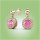 2 - Gila 1.64 ctw (5.50 mm) Round Lab Created Pink Sapphire and Natural Diamond Halo Drop and Dangle Earrings 