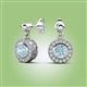 2 - Gila 1.56 ctw (5.50 mm) Round Aquamarine and Natural Diamond Halo Drop and Dangle Earrings 