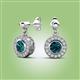 2 - Gila 1.58 ctw (5.50 mm) Round Blue Diamond and Natural Diamond Halo Drop and Dangle Earrings 