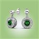 2 - Gila 1.48 ctw (5.50 mm) Round Lab Created Emerald and Natural Diamond Halo Drop and Dangle Earrings 