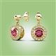 2 - Gila 1.56 ctw (5.50 mm) Round Pink Tourmaline and Natural Diamond Halo Drop and Dangle Earrings 