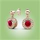 2 - Gila 1.64 ctw (5.50 mm) Round Lab Created Ruby and Natural Diamond Halo Drop and Dangle Earrings 