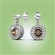 2 - Gila 1.52 ctw (5.50 mm) Round Smoky Quartz and Natural Diamond Halo Drop and Dangle Earrings 
